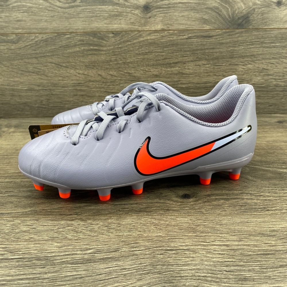 Nike Tiempo Legend 10 Club Soccer Cleats Kids 3.5Y Grey Orange DV4352-402